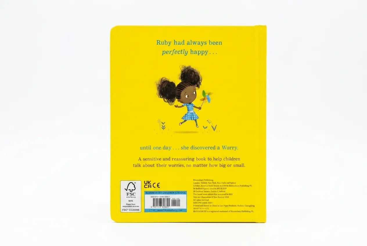 Book cover with a yellow background featuring an illustration of a child and text.
