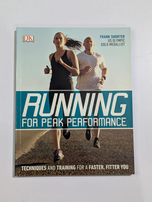 Book cover of 'Running for Peak Performance' with two runners on a road.