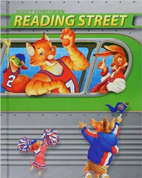Book cover of 'Reading Street' with cartoon characters on a bus