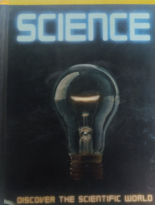A preloved book with a black cover featuring a central image of a light bulb, with the title 'SCIENCE' above and 'DISCOVER THE SCIENTIFIC WORLD' below.