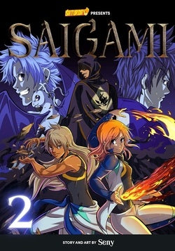 Cover of 'Saigami' with animated characters and title