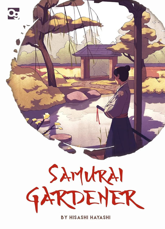 Book cover of 'Samurai Gardener' with a Japanese garden scene and character.