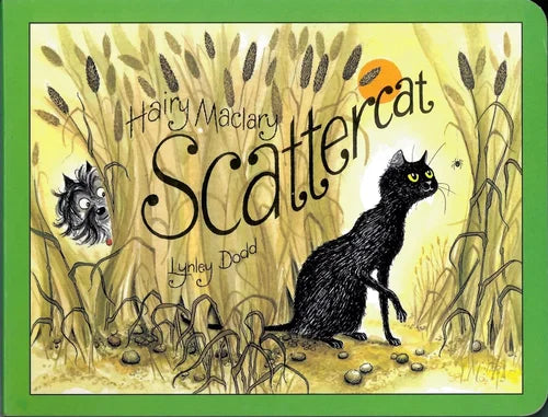 Book cover of 'Scattercat' by Harry Maldery and Lynley Dodd with a black cat and dog illustration.