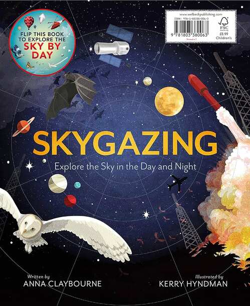 Book cover of 'Skygazing' with space-themed illustrations and text.