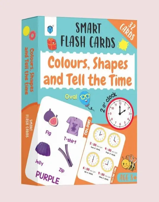 Smart Flash Cards Colours, Shapes and Tell the Time - Preschool Educational 32 Cards
