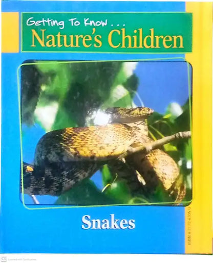Book cover of 'Getting To Know Nature's Children: Snakes' with a snake on a branch.