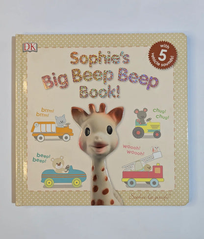 Children's book titled 'Sophie's Big Beep Beep Book' with a giraffe character on a light gray background