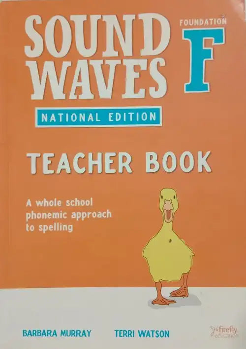 Teacher book cover of 'Sound Waves Foundation F' with a cartoon duck on an orange background