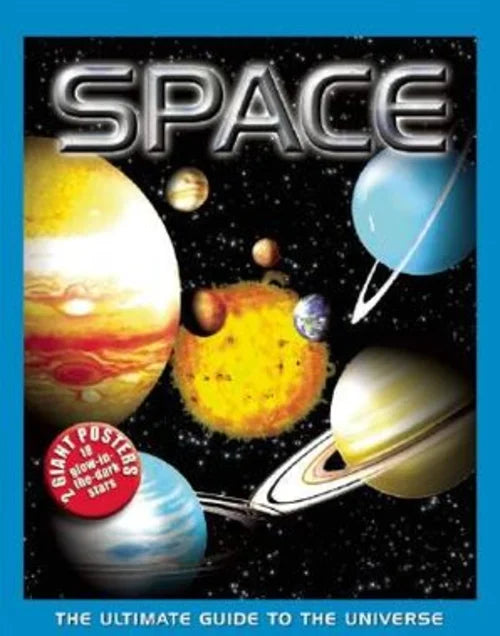 Book cover of 'Space' with illustrations of planets and celestial bodies on a black background.