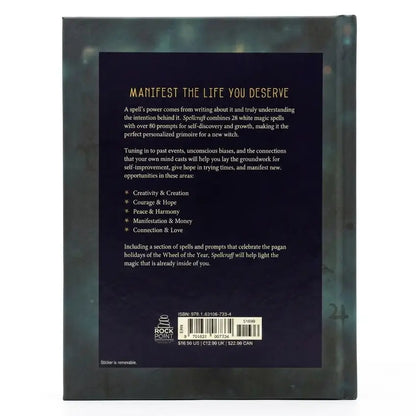 Back cover of a book with text and a barcode on a white background