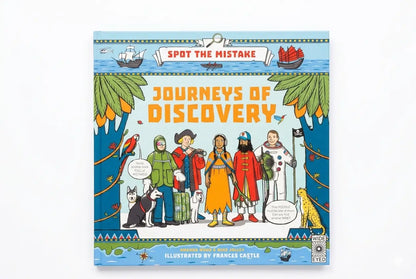 Book cover of 'Journeys of Discovery' with colorful illustrations and text.