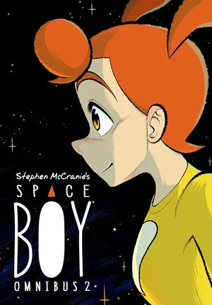 Cover of 'Space Boy Omnibus 2' with a character and space-themed background