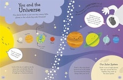 Illustration of the solar system with planets and a star, set against a cosmic background.