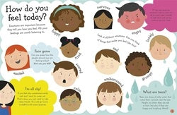 Chart with various facial expressions and text prompts for emotional assessment.