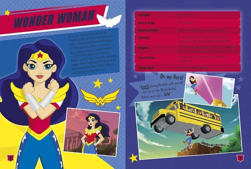 Comic book page featuring Wonder Woman with illustrations and text.