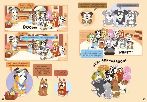Comic page with cartoon dog characters in a room setting