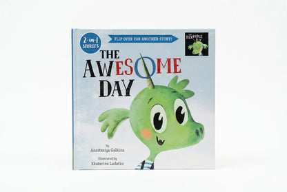 Children's book titled 'The Awesome Day' with a green character on the cover.