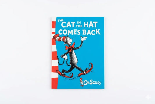 Book cover of 'The Cat in the Hat Comes Back' by Dr. Seuss on a white background