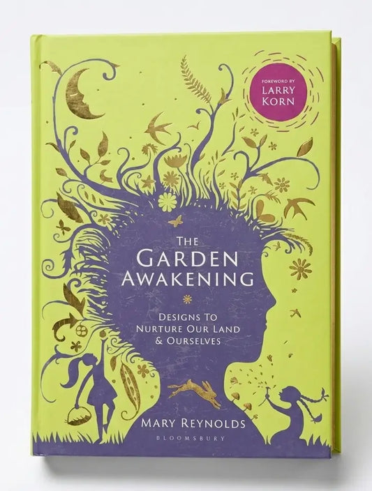 Book cover of 'The Garden Awakening' with decorative design and purple silhouette