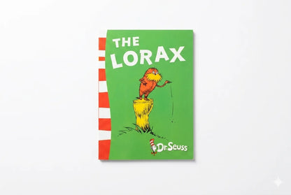 Book cover of 'The Lorax' by Dr. Seuss on a white background