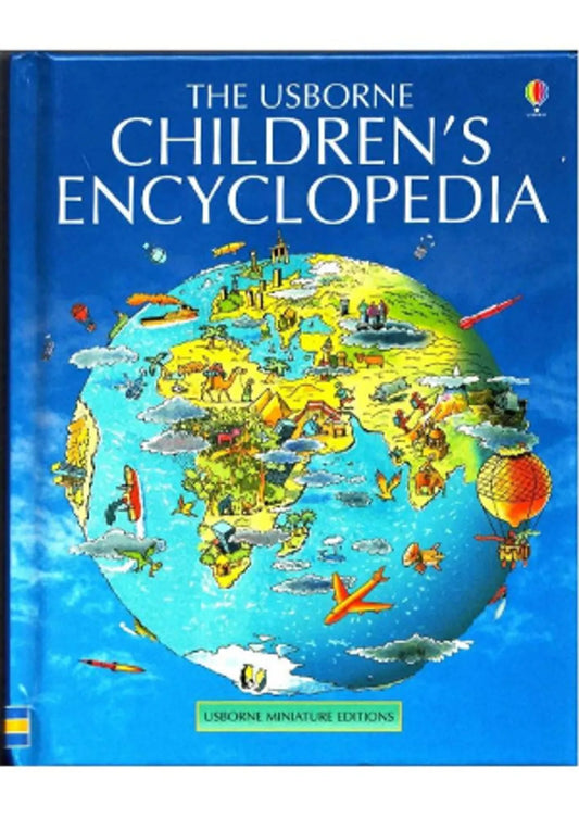 Children's Encyclopedia book with a colorful world map illustration on the cover