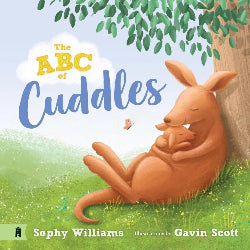 Cover of 'The ABC of Cuddles' featuring an illustration of a kangaroo and a baby in a cuddly pose under a tree.