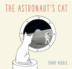 Illustration of a cat looking through a space helmet with 'The Astronaut's Cat' text above and 'Toby Riddle' below.