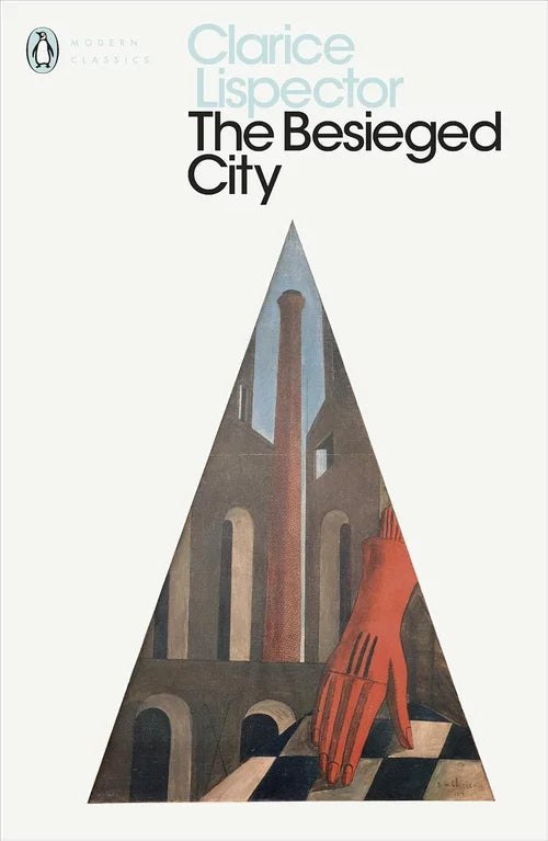 Book cover of 'The Besieged City' by Clarice Lispector with a geometric design.