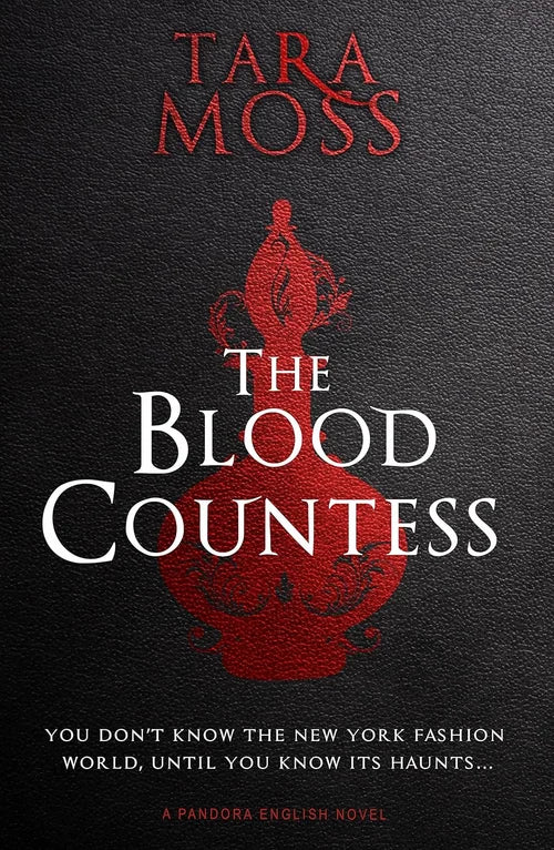 Book cover of 'The Blood Countess' by Tara Moss with a red urn design on a black background.