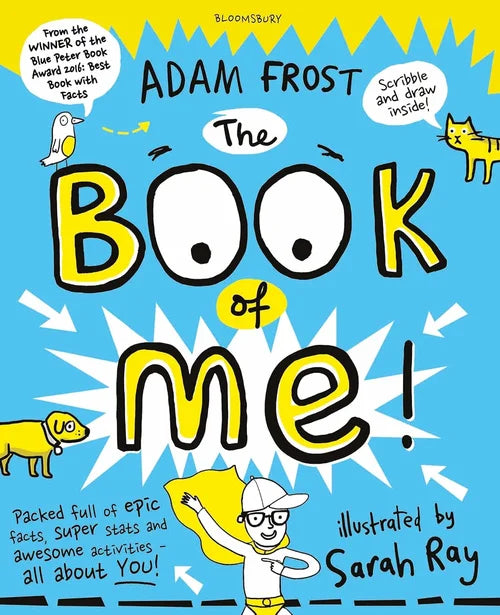 Book cover of 'The Book of Me!' by Adam Frost with colorful illustrations and text.