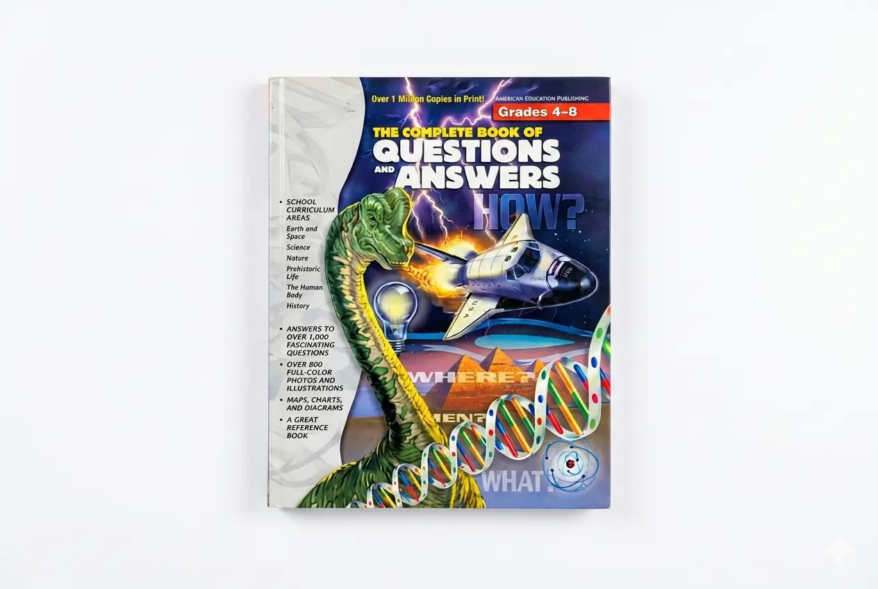 Book titled 'The Complete Book of Questions & Answers' on a white background