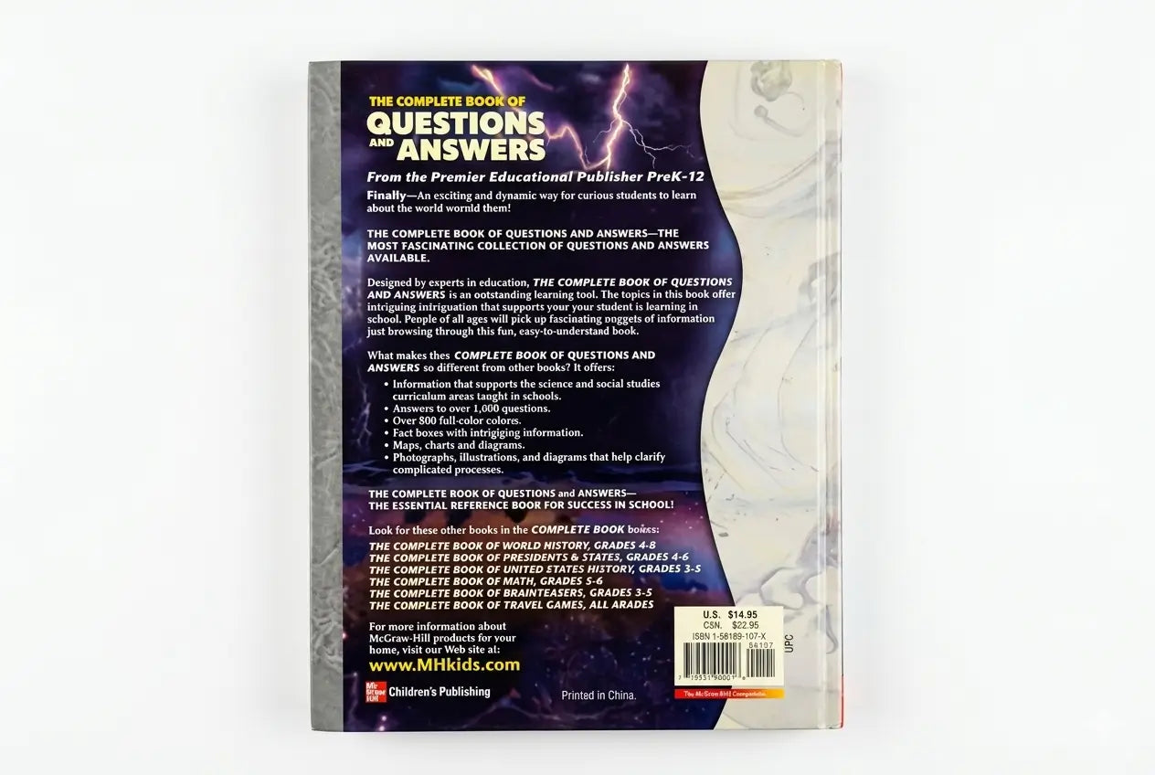 Back cover of a book with text and a logo on a white background