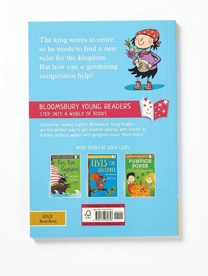 Back cover of a Bloomsbury Young Readers book with text and illustrations.