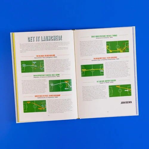 Open book with green diagrams and text on a blue background