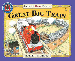 Book cover of 'Great Big Train' with a red train illustration on a yellow background