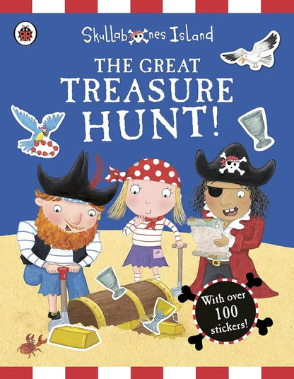 Book cover of 'The Great Treasure Hunt' featuring pirate-themed illustrations and text.