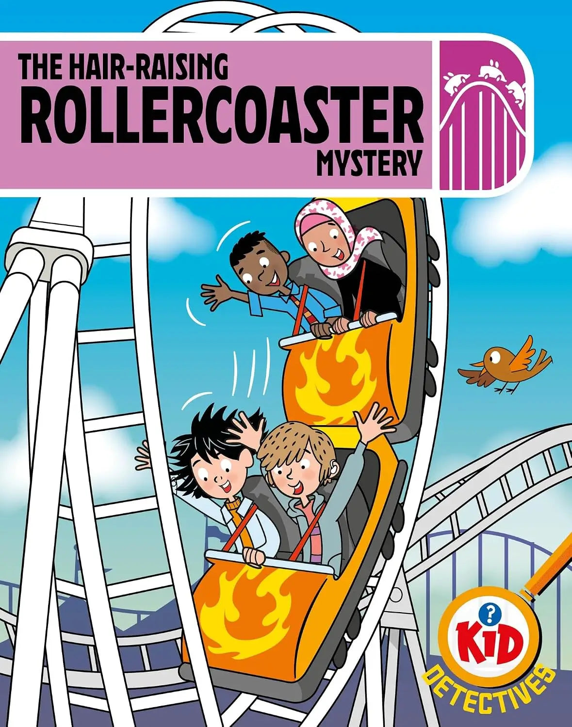 Children's book cover with a rollercoaster and two characters on it