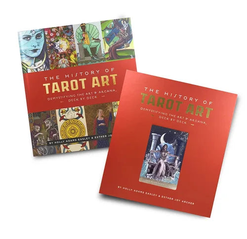 Two books titled 'The History of Tarot Art' on a white background