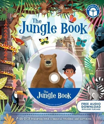 Cover of 'The Jungle Book' 2-in-1 CD with illustrations of animals and characters.