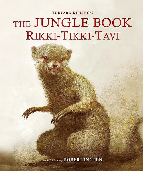 Book cover of 'Rikki-Tikki-Tavi' from 'The Jungle Book' by Rudyard Kipling, featuring an illustration of a mongoose.