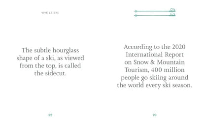 Text on a white background discussing the sidecut of skis and global skiing statistics.