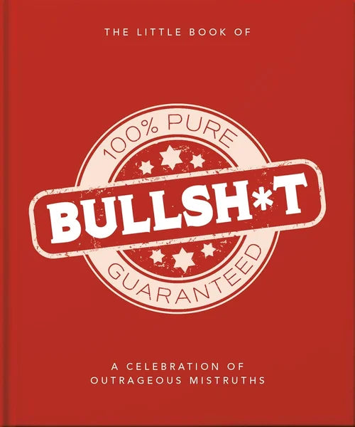 Red book cover with 'BULLSH*T' stamp and text on a red background