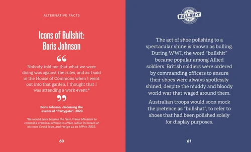 Book page with text on shoe polishing and its historical context, featuring a red and blue color scheme.