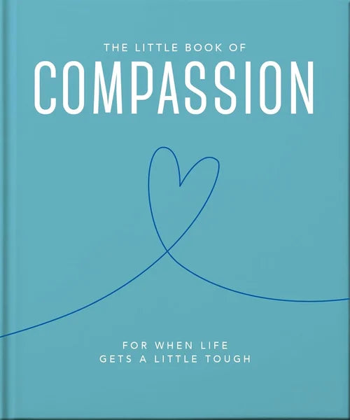 Book titled 'The Little Book of Compassion' on a blue background