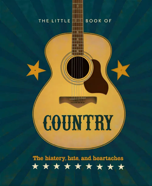 Book cover of 'The Little Book of Country' with an acoustic guitar illustration on a blue background.