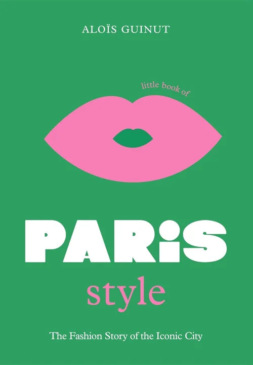 Book cover with pink lips and text on a green background