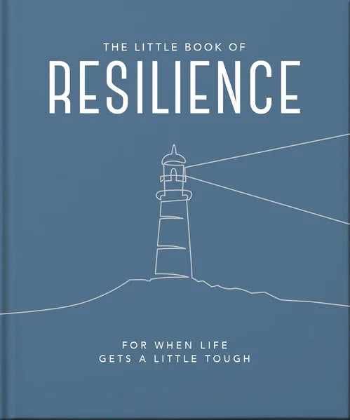 Book cover of 'The Little Book of Resilience' with a lighthouse illustration on a blue background.