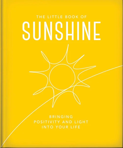 Book titled 'The Little Book of Sunshine' with a sun illustration on a yellow background