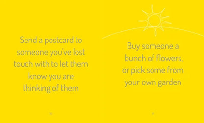 Yellow background with text and sun illustration