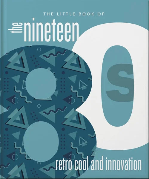 Book cover with geometric design and text 'The Little Book of Nineteen Retro Cool and Innovation' on a blue background
